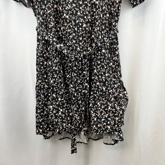 Maurices Women’s Floral Belted Shift Dress Black/Multi Size Large Keyhole - Picture 5 of 9